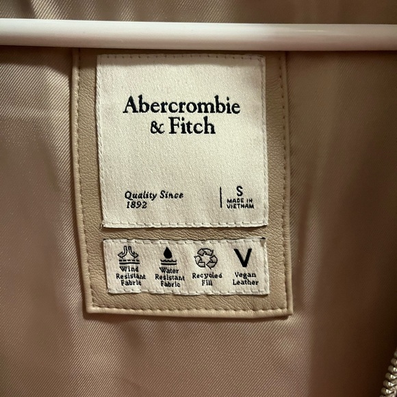 Abercrombie & Fitch LEATHER Taupe Puffer Jacket - Picture 4 of 4